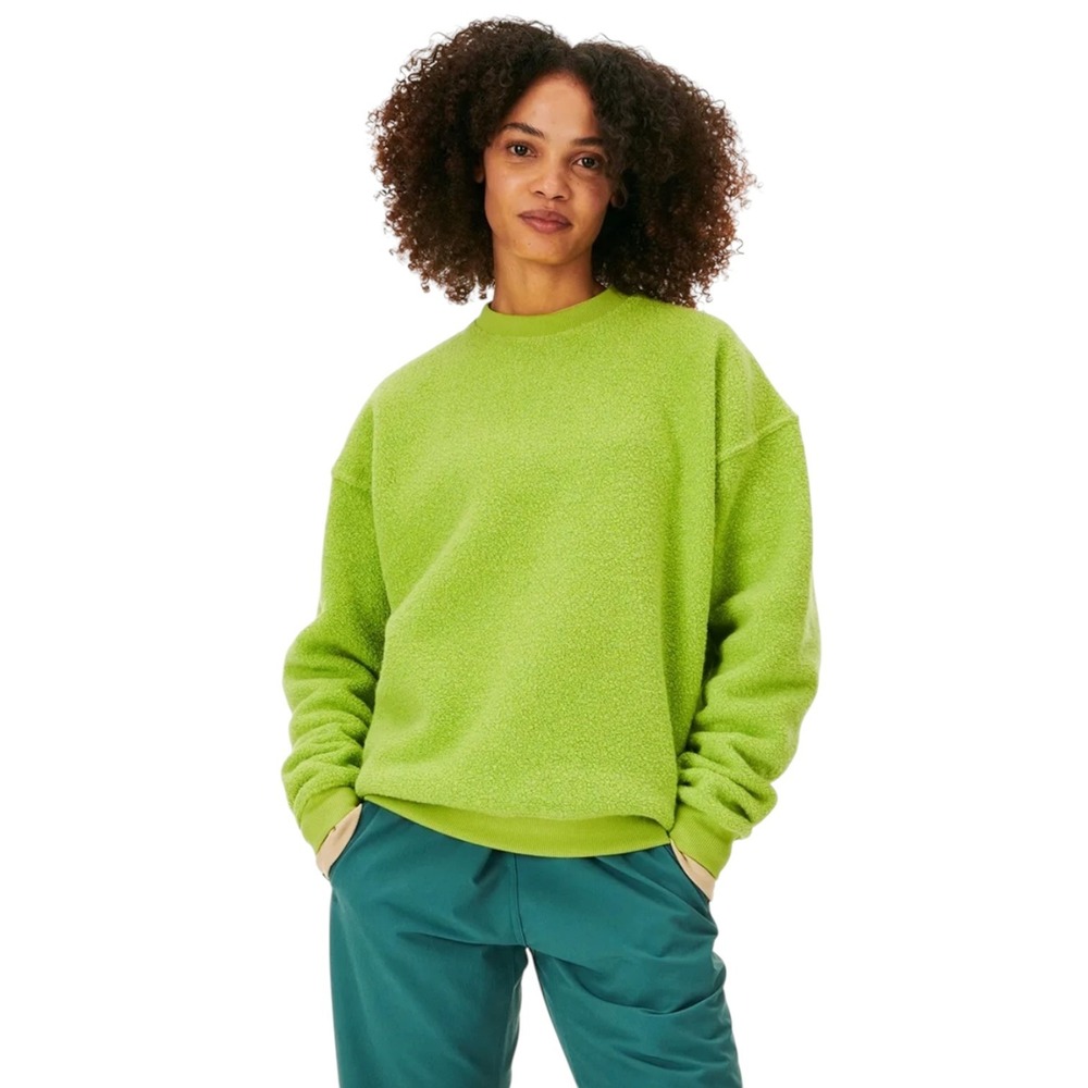 Outdoor Voices MegaFleece Sweatshirt Lime Green Wool Blend Cozy Athleisure Small